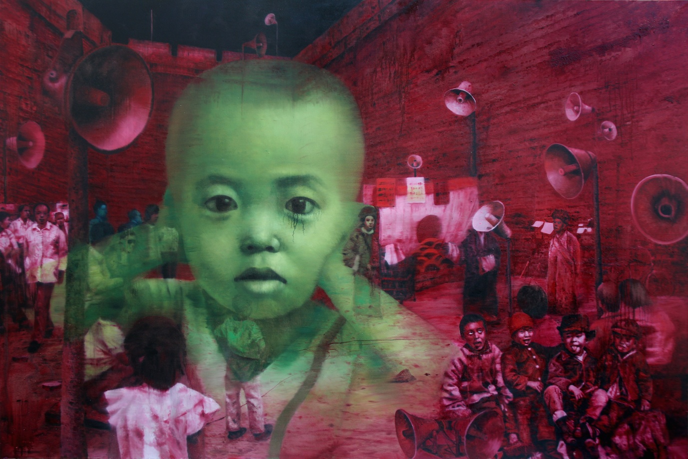 HautParleurs,2010 Loud Speakers 《高音喇叭》 H200 x W300cm Oil on canvas 布面