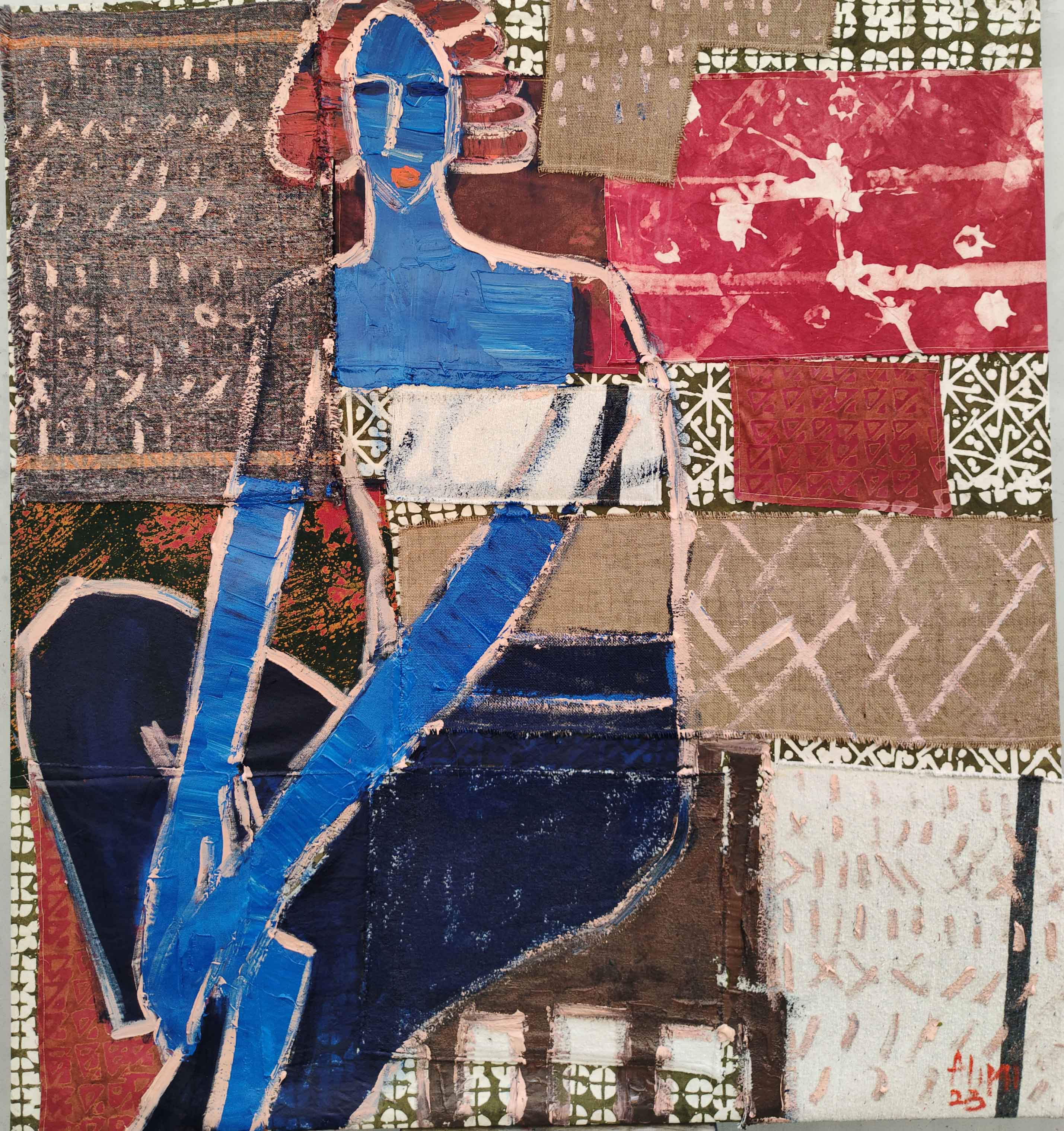 alimi adewale b 1974 enigmatic repose the mystique of a woman seated 2023 acrylic on mixed media 153 x 166 cm lr