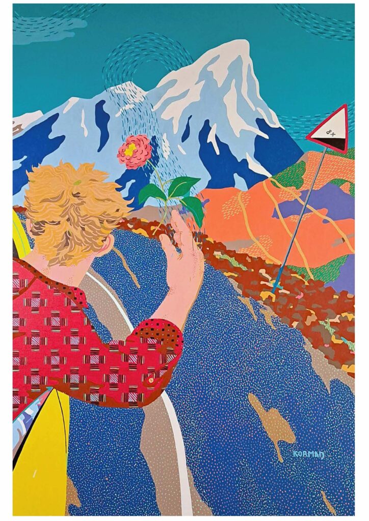 michal korman b 1987 leaving the mountain behind 2023 oil on canvas 130 x 81 cm 51 18 x 31 78 in